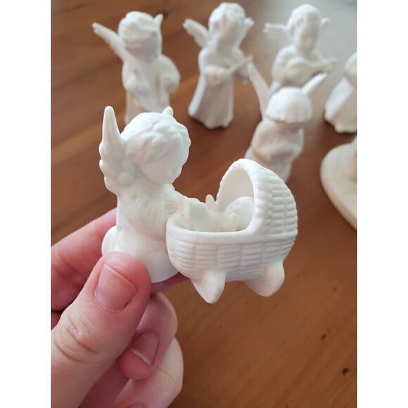 Vtg Goebel porcelain angels set of 7 figurine W Germany band instruments praying - Picture 2 of 14